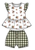 Christmas Ruffles Bubble Shorts Set